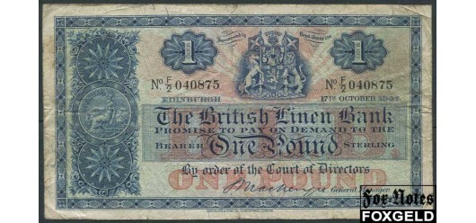 Шотландия British Linen Bank 1 фунт 1947  F Р:157c 3000 РУБ