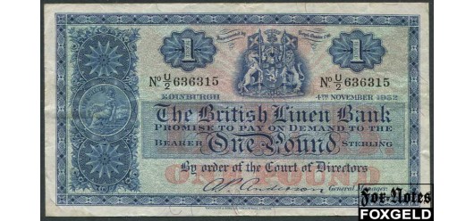 Шотландия / British Linen Bank 1 фунт 1952  VF Р:157d 3300 РУБ