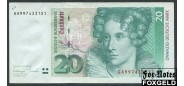 ФРГ / Deutsche Bundesbank 20 марок 1993  aVF Ro:304a 1500 РУБ