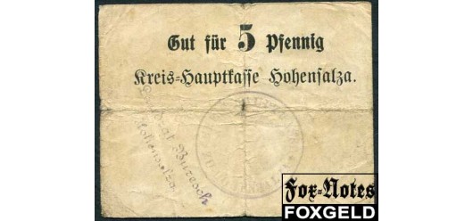 Hohensalza / Provinz Posen 5 Pfennig ND 24. Januar 1920. VG 155.1. B11 800 РУБ