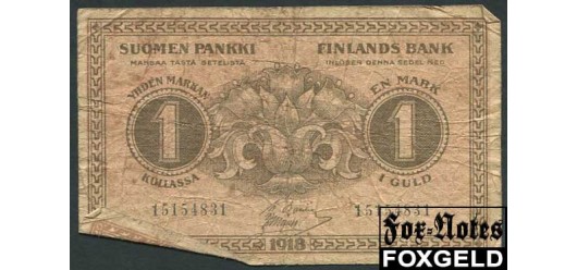 Финляндия 1 марка 1918 #7 Basilier  Muller VG P:35 200 РУБ