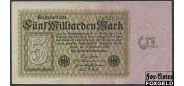 Германия / Reichsbank 5 Mrd. Mark 1923 10.09.1923 Частн. тип. в/з листья VF Ro.112b / Р:115 1200 РУБ