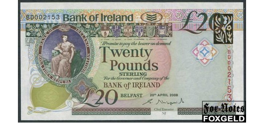 Ирландия Северная / Bank of Ireland 20 фунтов 2008  UNC P:NEW 5500 РУБ