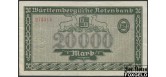 Wurttembergische Notenbank 20000 Mark 1923 Banknote. 15. Juni 1923. VF WTB15 400 РУБ