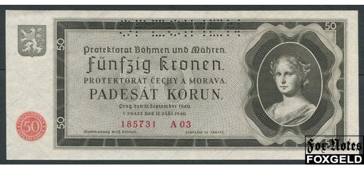 Протекторат Богемия и Моравия 50 крон 1940 SPECIMEN aUNC Ro:561b 4000 РУБ