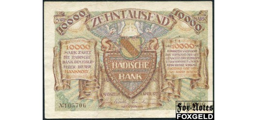 Badische Bank 10000 Mark 1922 1. April 1923. без серии VF BAD9a 550 РУБ