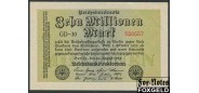 Германия / Reichsbank 10 Mio. Mark 1923 22.8.23г. в/з Gitter #6 aUNC Ro.105d 200 РУБ
