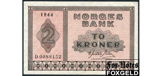 Норвегия 2 кроны 1944 Sign. G. Meldahl Nielsen. aUNC P:16a 12000 РУБ