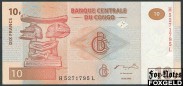 Демократическая Республика Конго 10 франков 2003  UNC P:93 100 РУБ