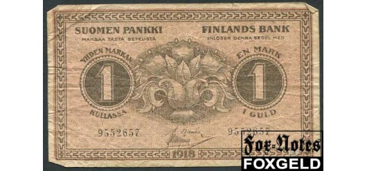 Финляндия 1 марка 1918 #7 Basilier   Muller F P:35 300 РУБ