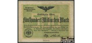 Германия Имперские ЖД 500 Mrd. Mark 1923 Reichsbahndirektion Breslau /  WZ. Rigelkreismuster aVF P:S1141 / 003.15. 750 РУБ