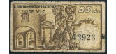Испания 25 сантимов ND(1937) Ajvntament de la Ciutat de Vic G  800 РУБ