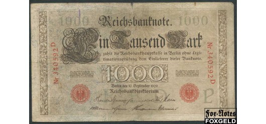 Германия / Reichsbank 1000 марок 1909  aF Ro:39 6000 РУБ