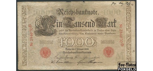 Германия / Reichsbank 1000 марок 1908  VG++ Ro:36 5000 РУБ
