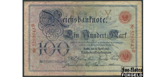 Германия / Reichsbank 100 марок 1903  VG Ro.20 500 РУБ