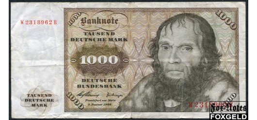 ФРГ / Deutsche Bundesbank 1000 марок 1960  F Ro.268a 85000 РУБ