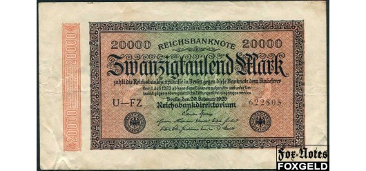 Германия / Reichsbank 20000 Mark 1923 20.2.1923 в/з Ringe #6  FZ (Förster & Borries, Zwickau) F Ro:84b 100 РУБ