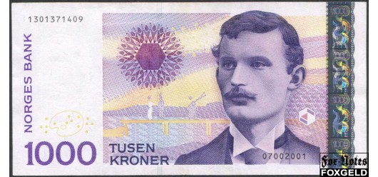Норвегия / Norges Bank 1000 крон 2001  VF++ P:52a 13500 РУБ