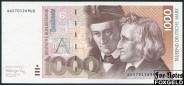 ФРГ / Deutsche Bundesbank  1000 марок 1993  XF-aUNC Ro:302a AA5701269U0