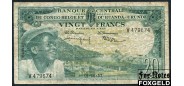 Бельгийское Конго Banque Centrale du Congo Belge et du Ruanda-Urundi 20 франков 1957  VG P:31 2800 РУБ