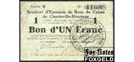 Франция 1 франке 1916 Syndicat d'Emission de Bons de Caiss de Charleville et Mezieres F  750 РУБ
