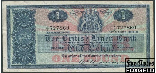 Шотландия / British Linen Bank 1 фунт 1962  VF Р:166a 3300 РУБ