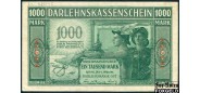 Darlehnskasse OST (Ковно) 1000 марок 1918 #7 Подп. зеленые. Серия A aXF E10.15.1b FN 12000 РУБ