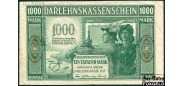 Darlehnskasse OST (Ковно) 1000 марок 1918 #7 Подп. черные. Серия A F++ E10.15.1c FN 7000 РУБ