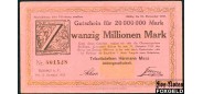Buchau / Wurttemberg 20 Mio. Mark 1918 Trikotfabriken Hermann Moos AG 17.09.23 aXF В7 646m 1500 РУБ
