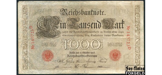 Германия / Reichsbank 1000 марок 1903  F+ Ro:21 7000 РУБ