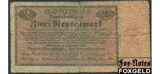 Германия / Deutschen Rentenbank 2 Rentenmark 1923  G Ro.155 1400 РУБ