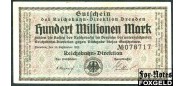 Германия Имперские ЖД 100 Mio. Mark 1923 Reichsbahndirektion Dresden / F++ P:S1177 / 005.8. 220 РУБ