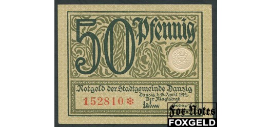 Данциг Magistrat der Stadt Danzig 50 пфенниг 1919 зеленый XF Ro:791 5000 РУБ