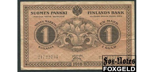 Финляндия 1 марка 1916 (1918) Sign. Jarnefelt, Muller F P:19G 500 РУБ