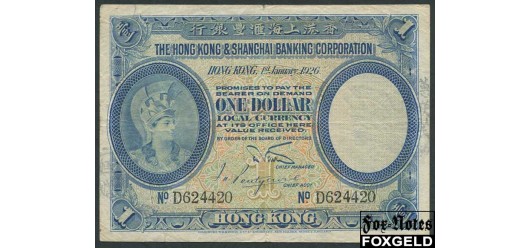 Гонконг 1 доллар 1926 Hong Kong & Shanghai Banking Corporation F+ P:172а 25000 РУБ