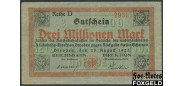 Германия Имперские ЖД 3 Mio. Mark 1923 Reichsbahndirektion Dresden /20.8.23 /WZ. GVD-Muster/  REIHE D-G F++ P:S1175 / 005.6. 320 РУБ
