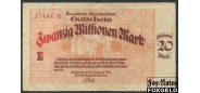 Германия Имперские ЖД 20 Mio. Mark 1923 Reichsbahndirektion Karlsruhe /  WZ.Bandwerk/  # *  /  Серии A-U F P:S1270 / 012.5.a 500 РУБ