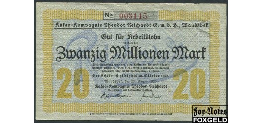 Wandsbek / Provinz Schleswig-Holstein 20.000.000 м. 1923 Kakao-Kompagnie Theodor Reichardt G. m. b. H. aF 5449.b B7 1300 РУБ