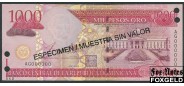 Доминиканская республика 1000 песо 2003 ESPECIMEN MUESTRA SIN VALOR (Образец) UNC P:173s 2000 РУБ