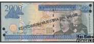 Доминиканская республика 2000 песо 2003 ESPECIMEN MUESTRA SIN VALOR (Образец) UNC P:174s 2500 РУБ