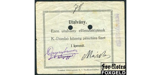 Венгрия Kukullodombo 1 крона 1915  F+ KUK 1/2 1200 РУБ