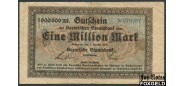 Bayern / Bayerische Staatsbank 1 Mio. Mark 1923 1. August 1923. №  # (# 4 мм, д. -  21 мм, голубой) aF BAY218b 450 РУБ