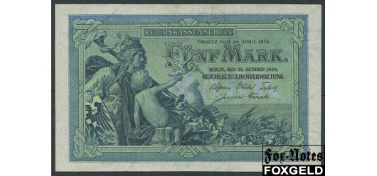 Германия / Reichsbank 5 марок 1904 #6 UNC Ro:22a 2500 РУБ