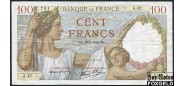 Франция 100 франков 1939 Sign. Roussean Favre-Gilli.  19=5=1939 p\h F P:94 450 РУБ
