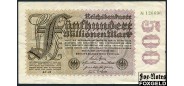 Германия / Reichsbank 500 Mio. Mark 1923 Частн. тип. в/з Hakensterne #6 AΣ (Неустановленна) VF Ro.109d 250 РУБ