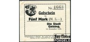 Geising / Sachsen 5 Mark 1918 Stadt 15. November 1918. XF+ 169.02.. 450 РУБ