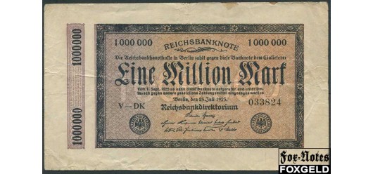 Германия / Reichsbank 1 Mio. Mark 1923 25. Juli 1923. DK (M.DuMont Schauberg, Koln) F++ Ro:93 600 РУБ