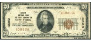 США National Bank Notes 20 долларов 1929 Series of 1929 sign. Jones Woods.  / Тип 1.  / NY. Liberty National B&T Co Ch#12352 F++ Fr1802-1 6600 РУБ