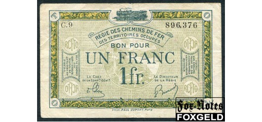 Regie des Chemins de fer des Territories Occupes Рейнланд 1 франк ND(1923)  aVF Ro:859a 2500 РУБ