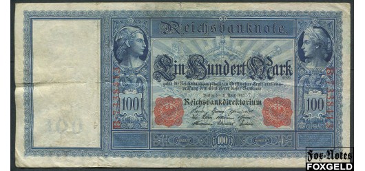 Германия Reichsbank 100 марок 1910 Две красные печати. Бумага белая. F Ro:43a 200 РУБ